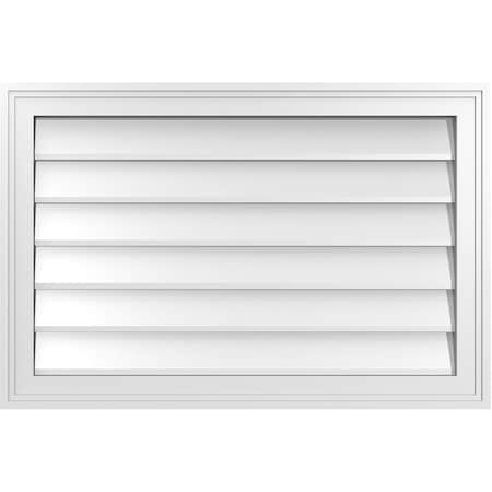 Ekena Millwork Vertical Surface Mount PVC Gable Vnt: Non-Functional, w/2"W x 1-1/2"H, Brickmould Frame, 30"W x 20"H GVPVE30X2002SN